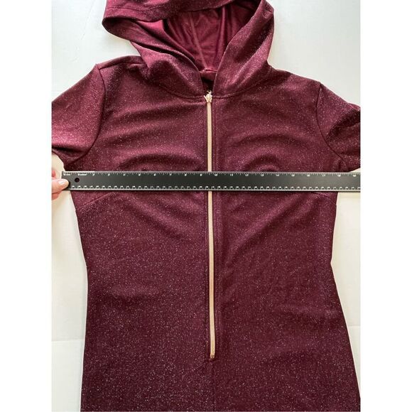 Savage X Fenty Sleep & Shine Hooded Onesie Red Cocoa Full Zip Lounge Size Medium - Picture 5 of 8